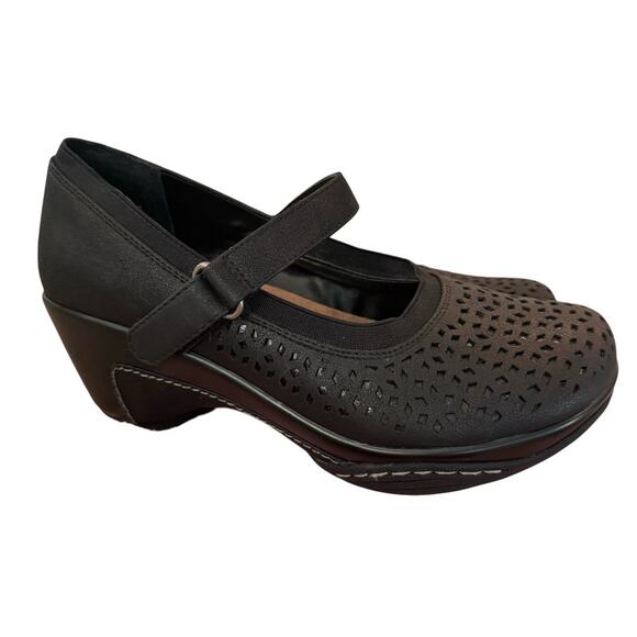 Rialto Black Mary Jane Wedge Shoes Whimsy Goth Preppy Comfort Arch Support 7M - Picture 4 of 9